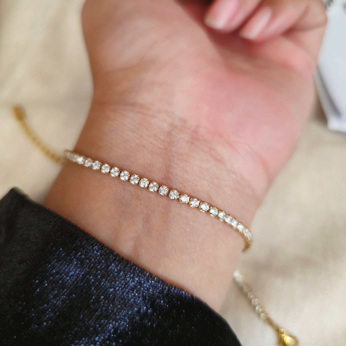 Gold Plated 2mm Tennis Bracelet – Stainless Steel Bracelet