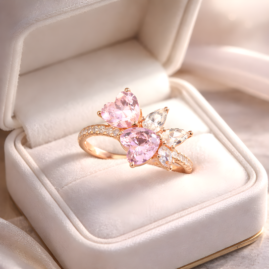 Rose Bloom Heart Ring – Rose Gold plating on S925 Sterling Silver