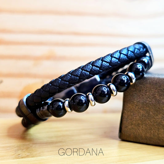 Genuine Leather and stainless steel bracelet