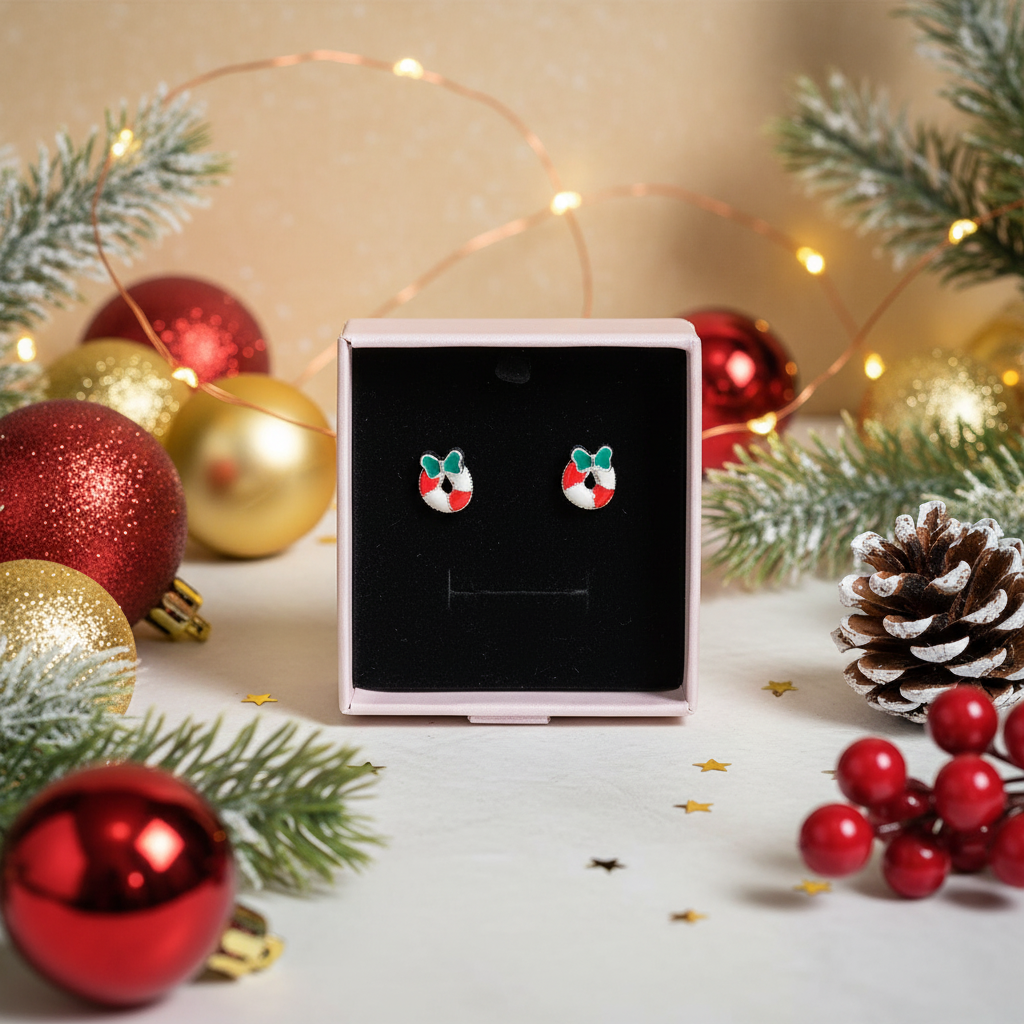 Festive Holiday sterling silver Earrings – Christmas Themed Studs