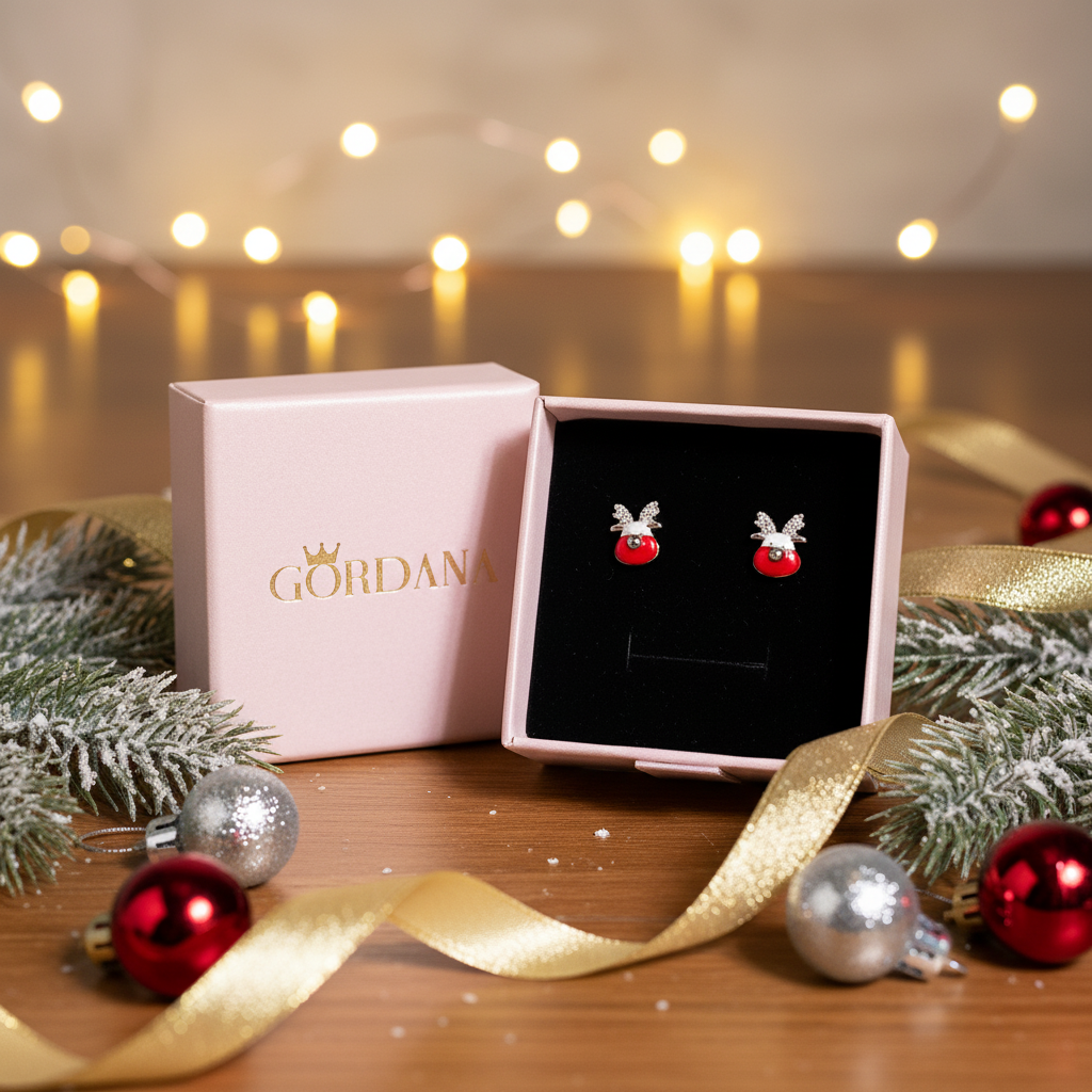 Festive Holiday sterling silver Earrings – Christmas Themed Studs
