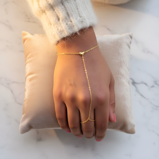 Gold Stainless Steel Heart Handchain